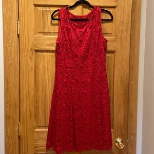 Liz Claiborne Cherry Red Sequined Holiday Party Dress
